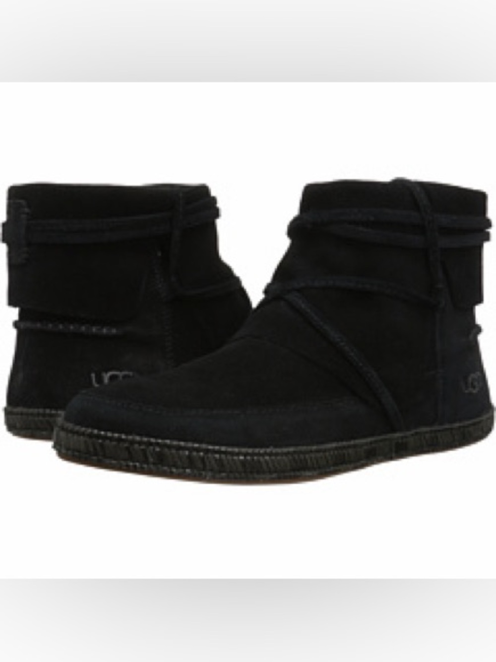 UGG Reid Black Suede Moccasin Booties NWOT